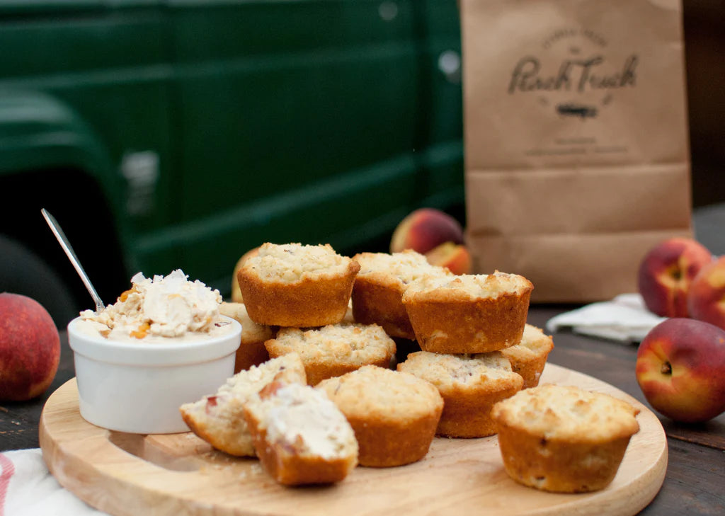 Peachy Cornbread Muffins with Salted Sorghum Peach Butter