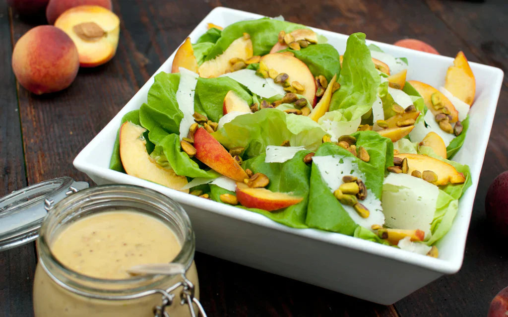 Butter Lettuce Salad with Pistachio-Peach Vinaigrette