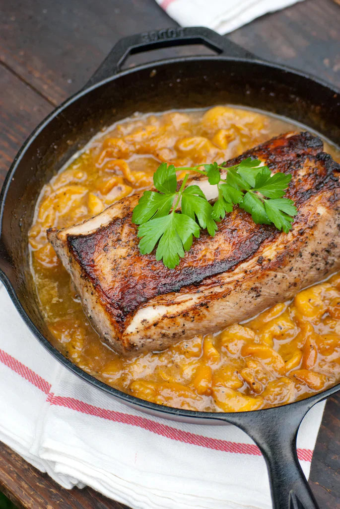 Roast Pork Loin with Peach “Pan Jam”
