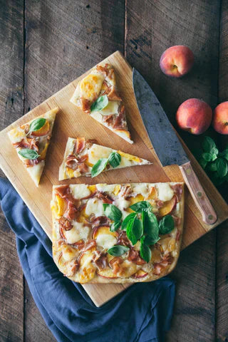 Peach Pizza with Prosciutto & Mozzarella